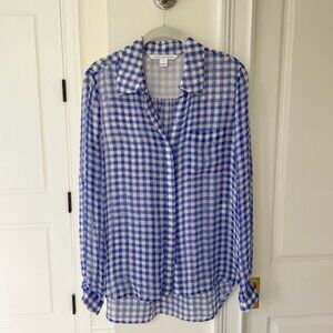 Diane Von Furstenberg Gingham Silk Blouse - Size 4